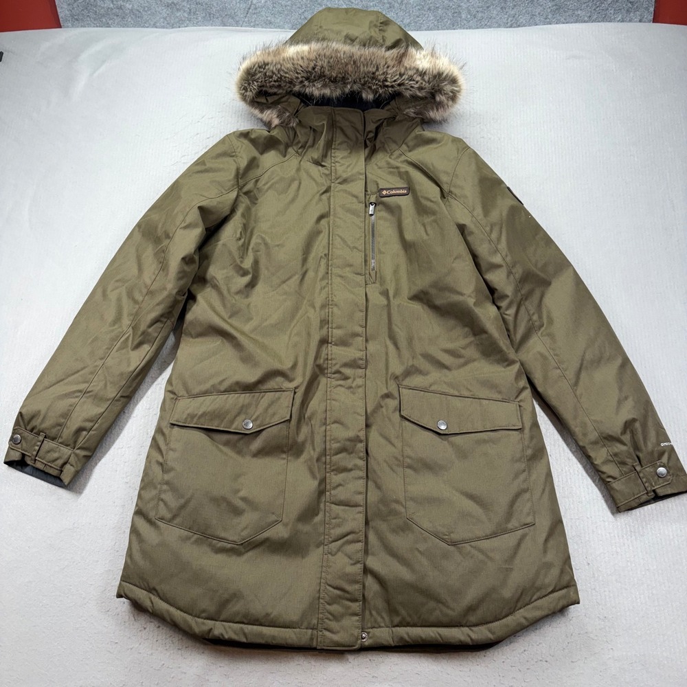 Columbia Parka Jacket Womens XL Olive Green Suttle Mountain Omni-Heat WL0885